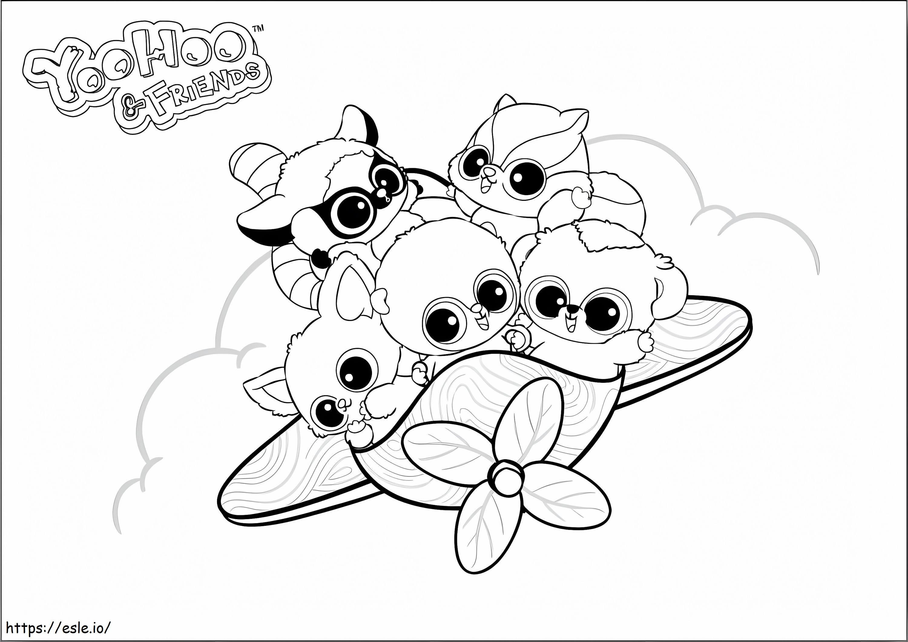 YooHoo e gli amici sull'aereo da colorare