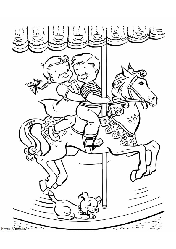 Carousel Ride For Kid coloring page