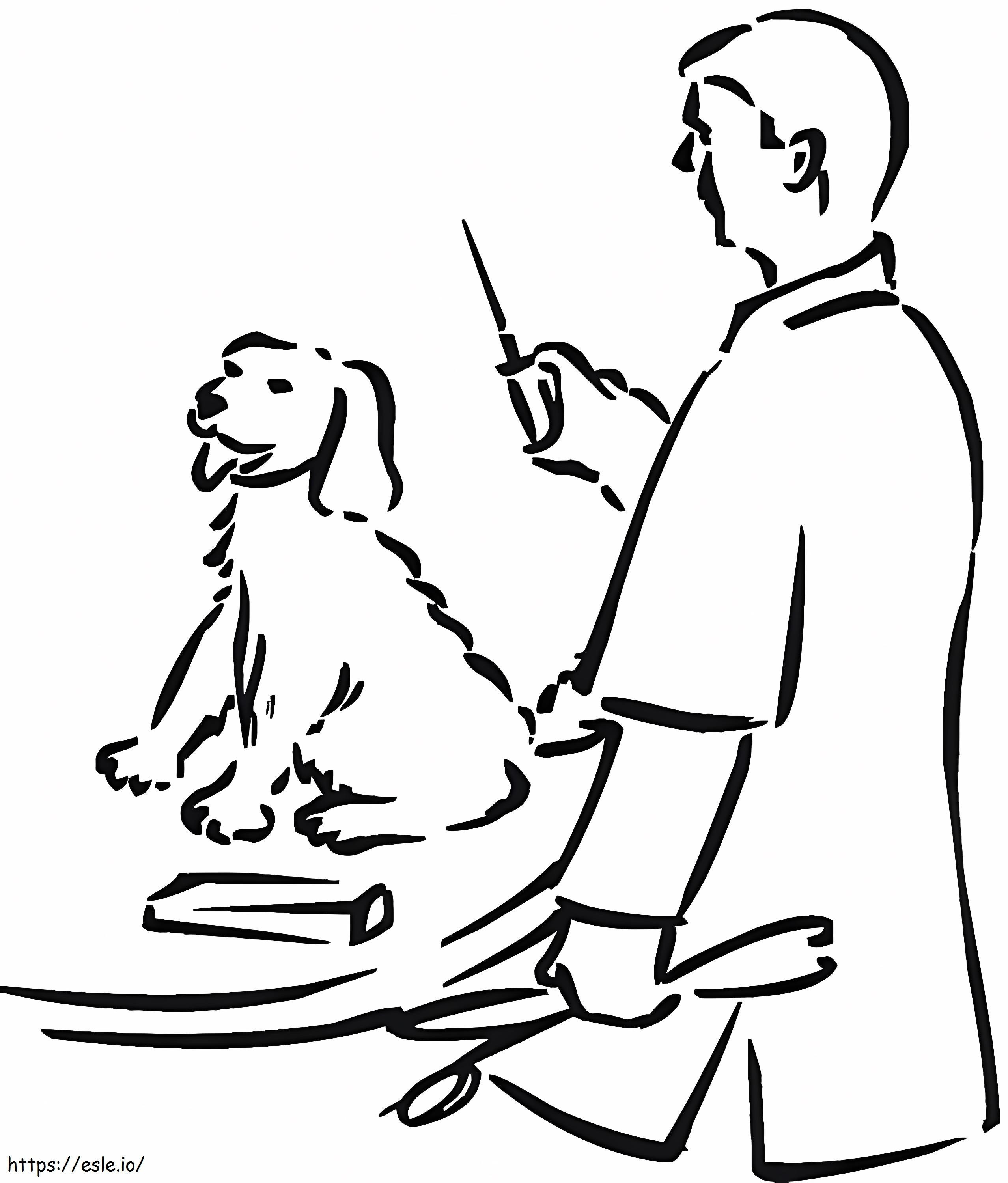 Coloriage Vétérinaire avec un chien à imprimer dessin