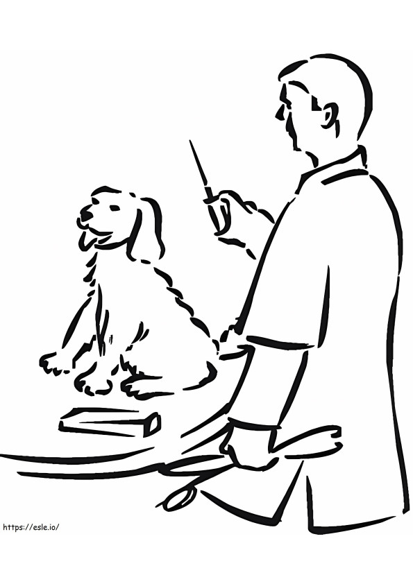 Coloriage Vétérinaire avec un chien à imprimer dessin