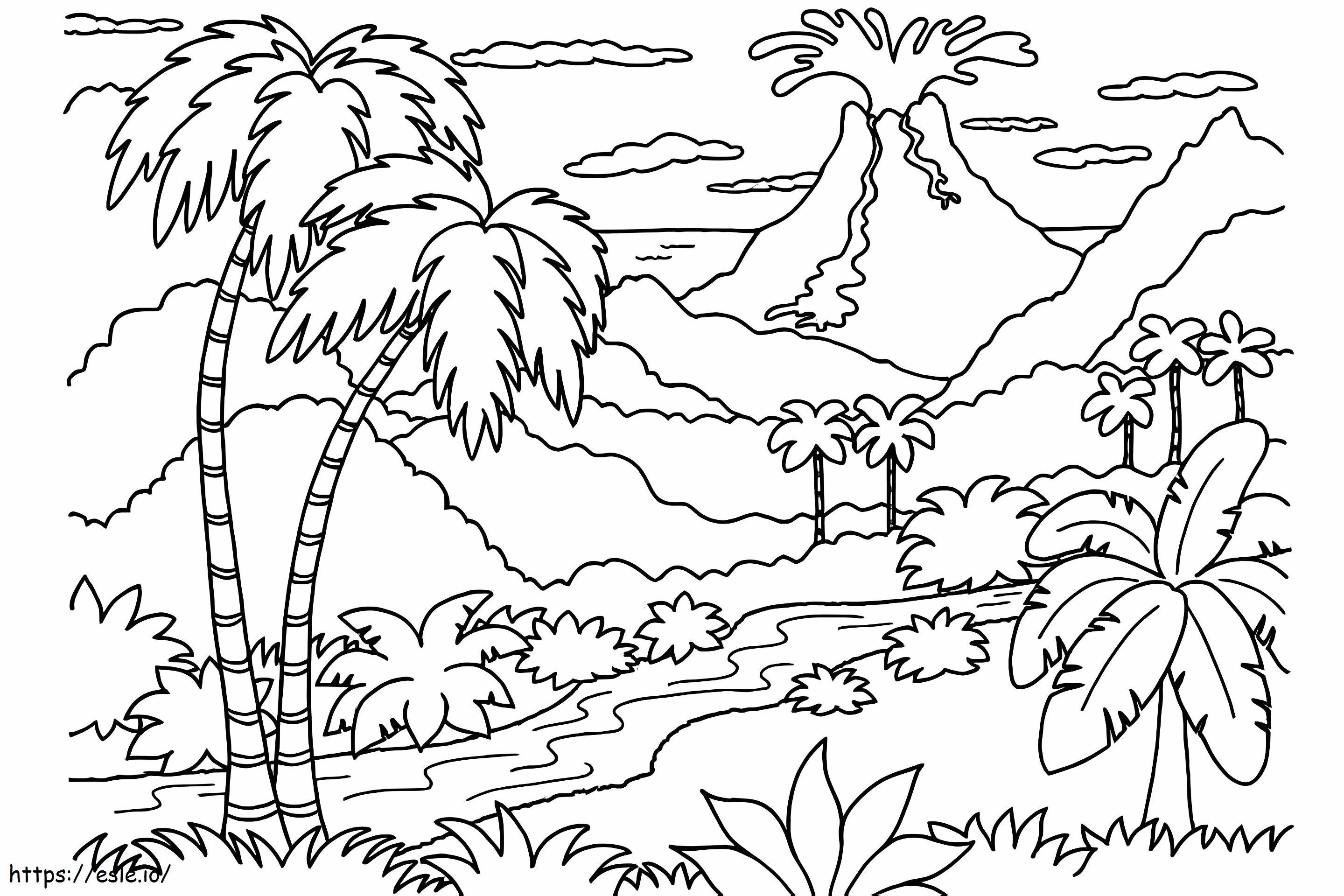 Volcanic Landscape coloring page