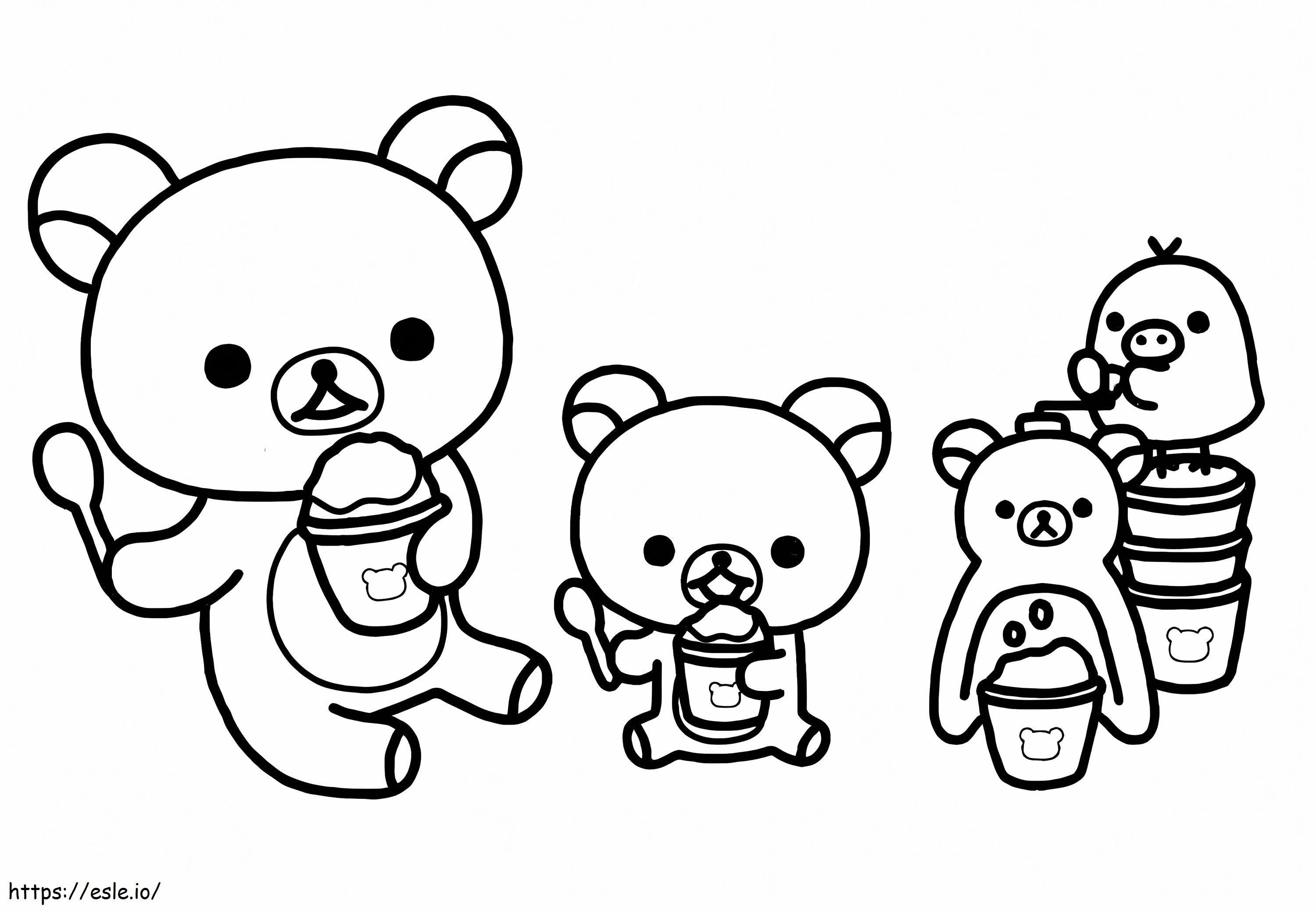 Rilakkuma Eating Ice Cream coloring page
