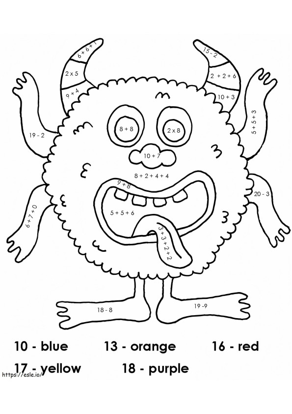 Coloriage Couleur du monstre d'Halloween par numéro à imprimer dessin