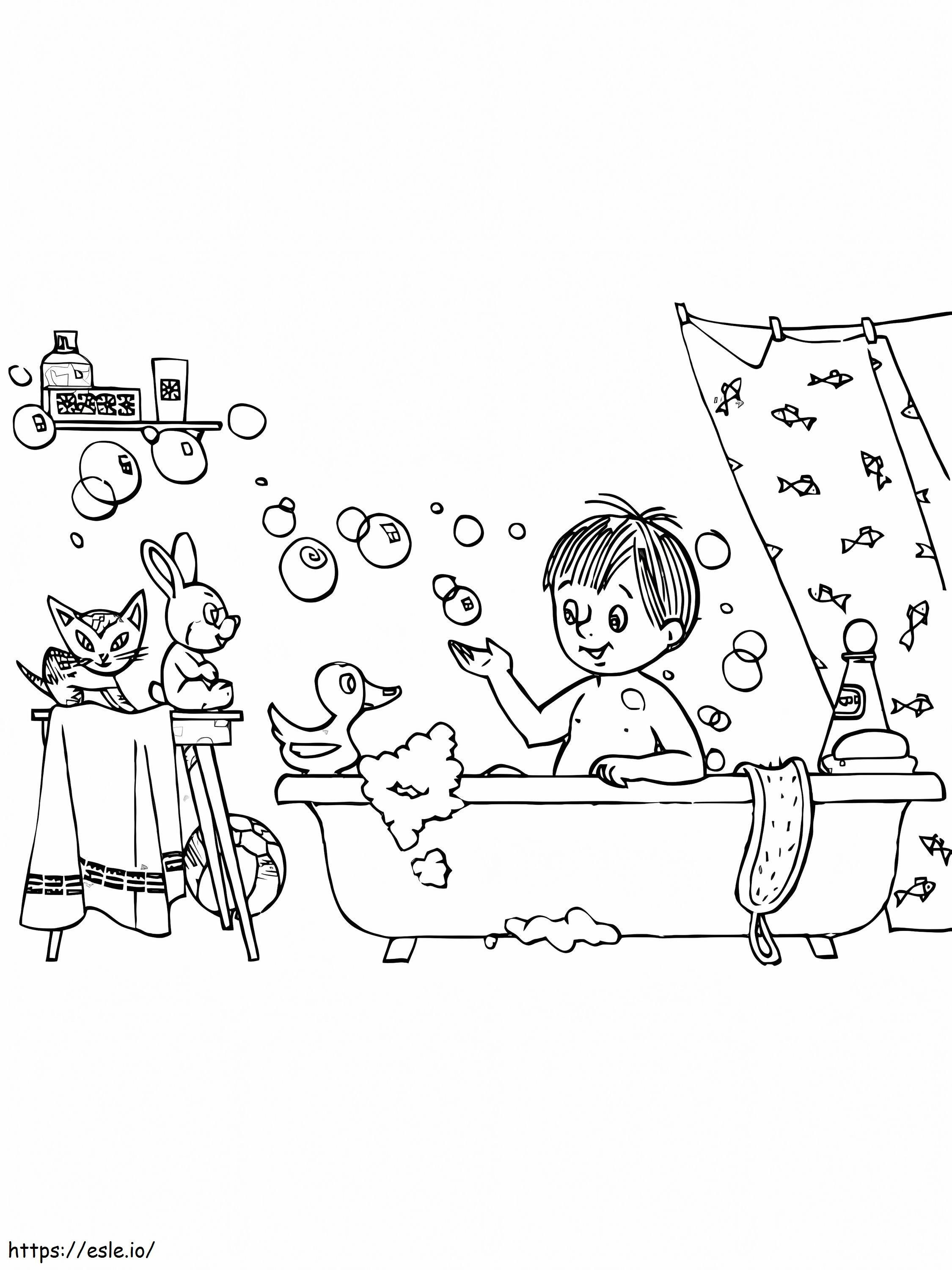 Boy In Tub coloring page