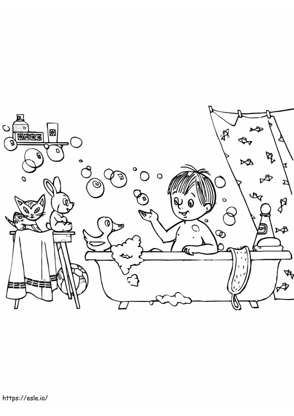 Boy In Tub coloring page