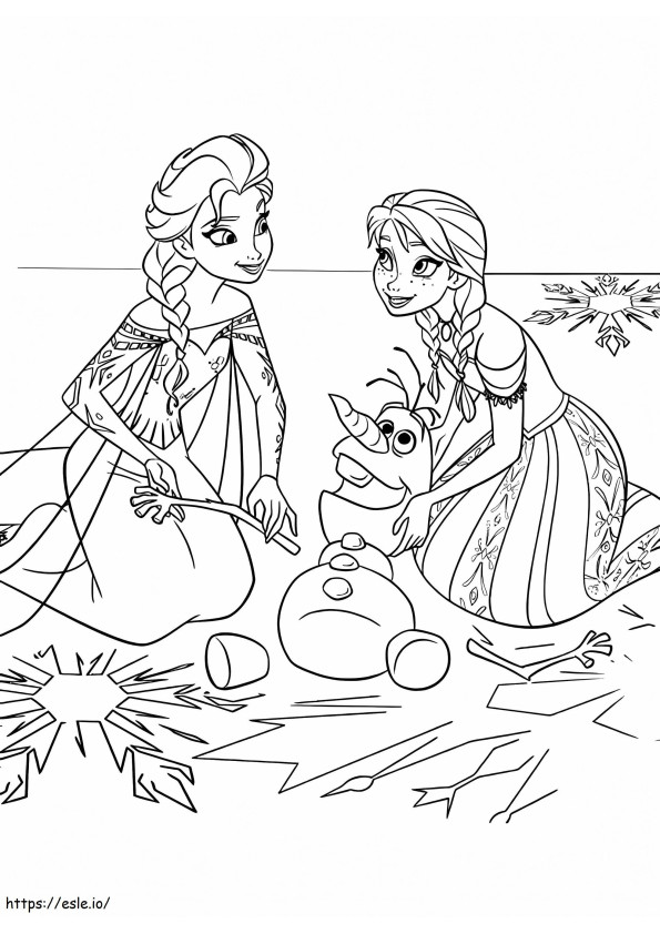 Olaf en Anna Elsa kleurplaat