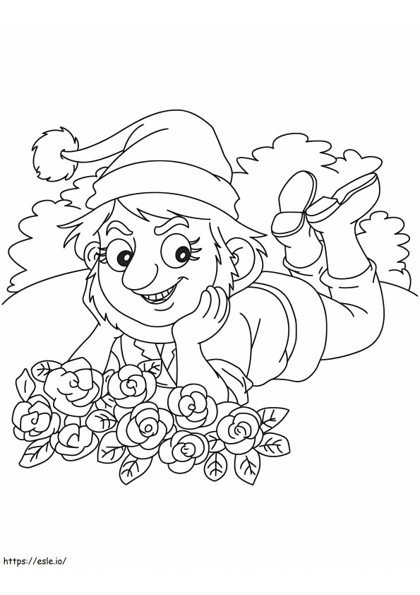 Gnome Picked Gardenia Flowers coloring page