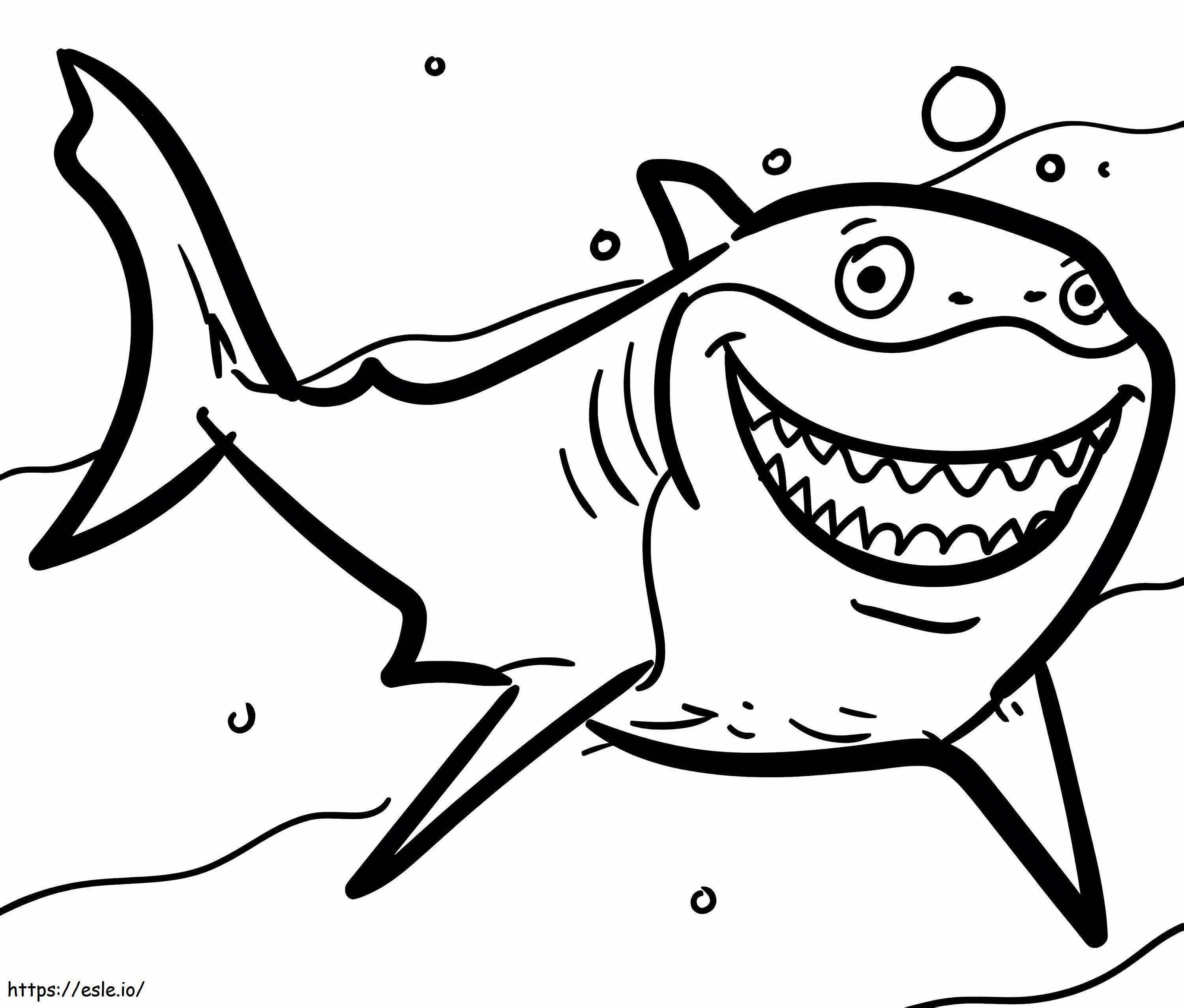 Happy Shark Hymyilevä värityskuva
