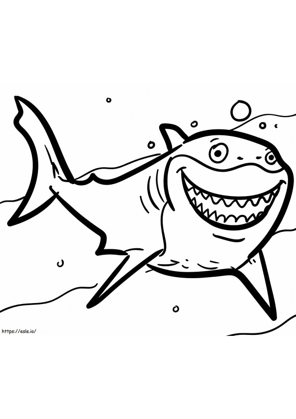 Tiburón feliz sonriendo para colorear