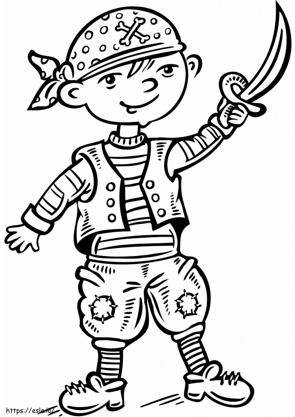Criança disfarçada de pirata 707X1024 para colorir