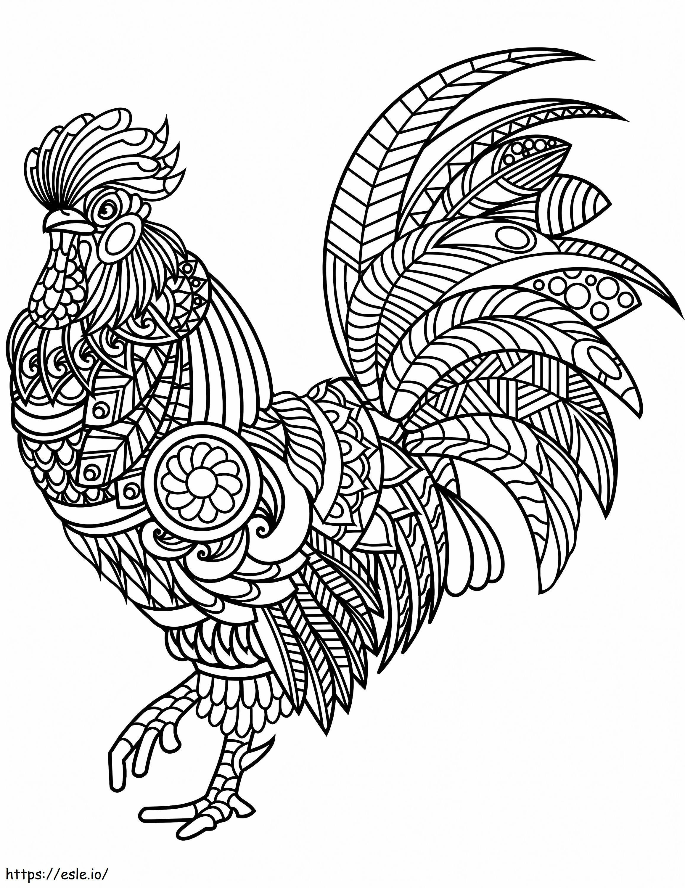Mandala-Hahn ausmalbilder