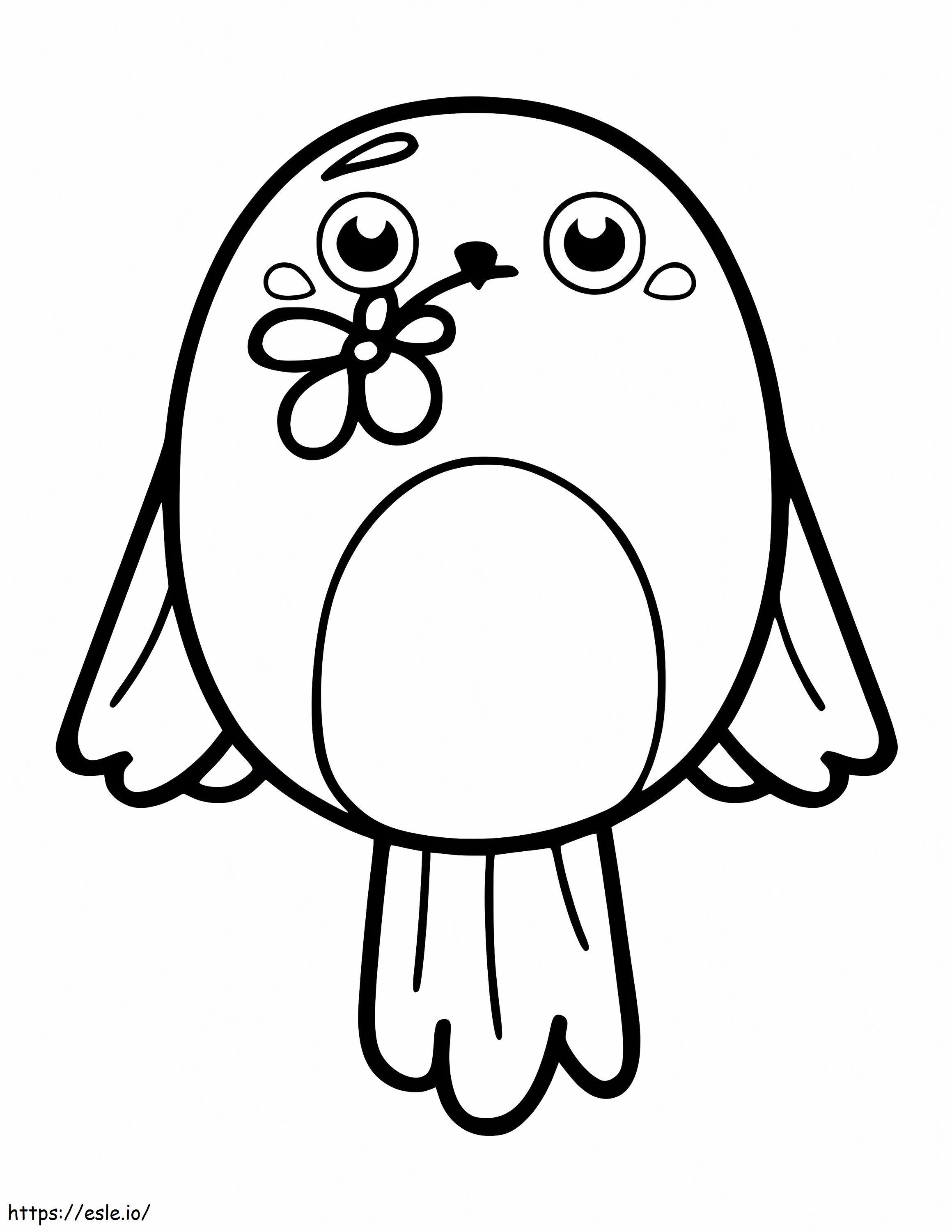 Cute Bird With Flower coloring page