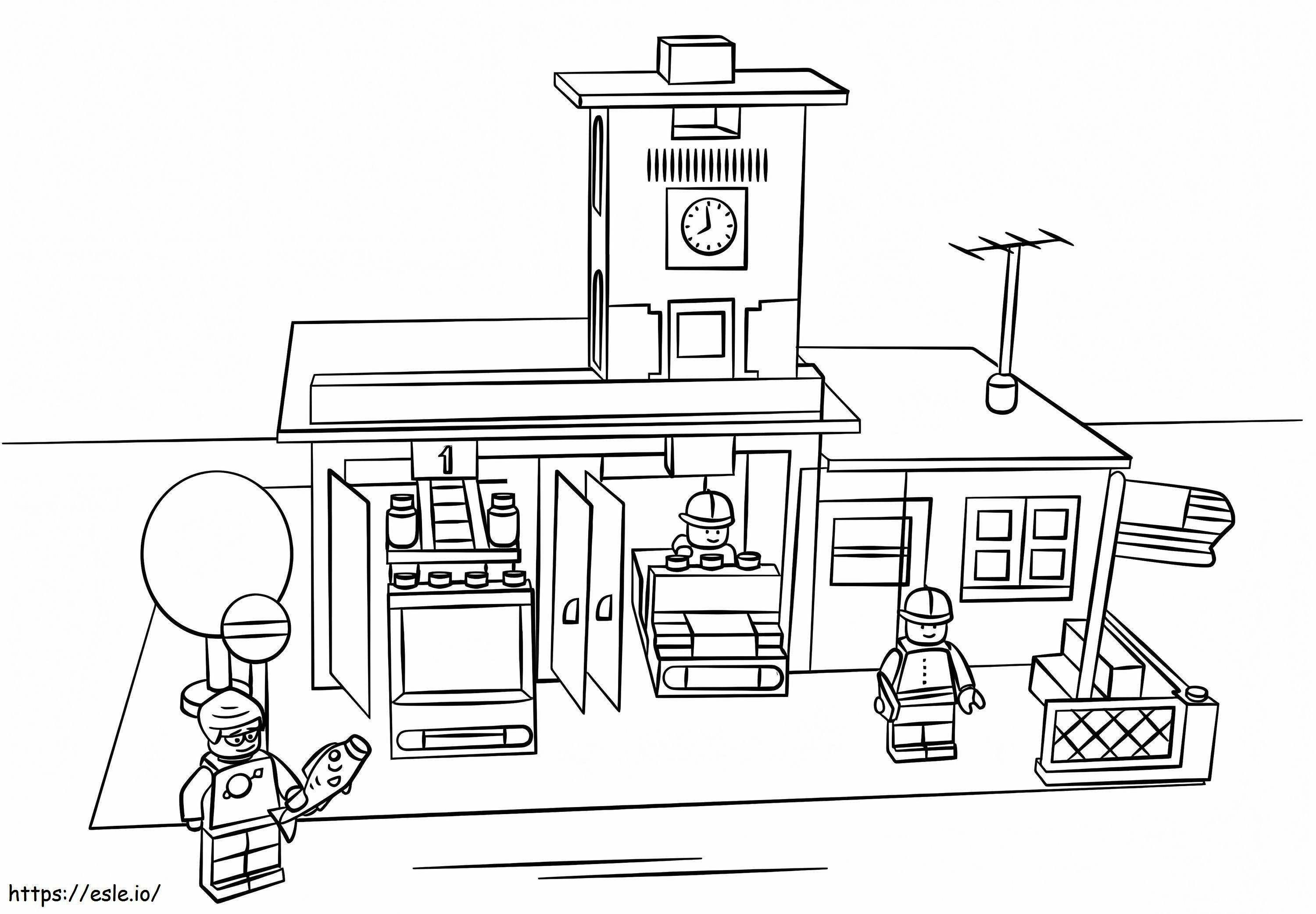 Lego City Fire Station coloring page