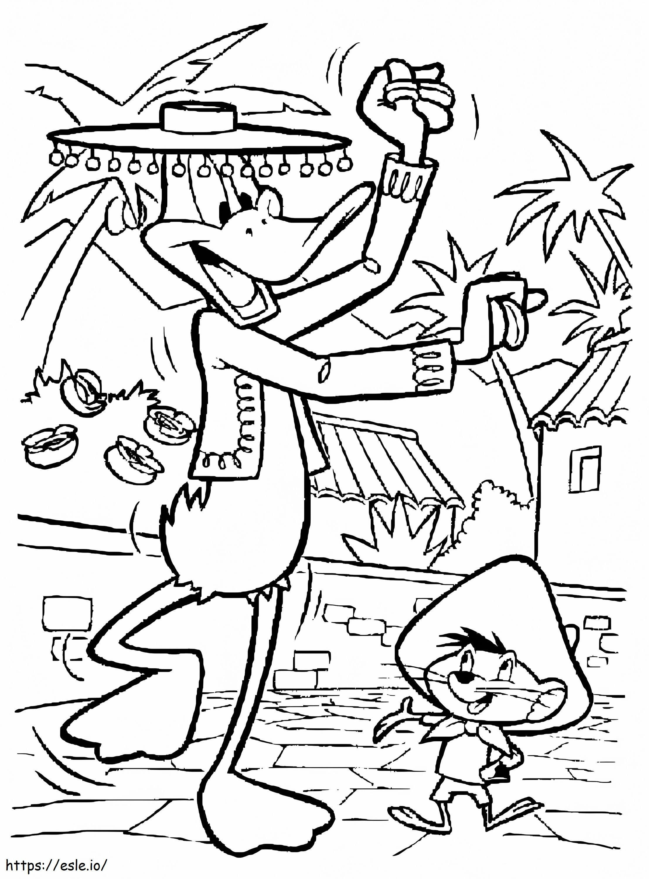 Speedy Gonzales And Daffy Duck coloring page