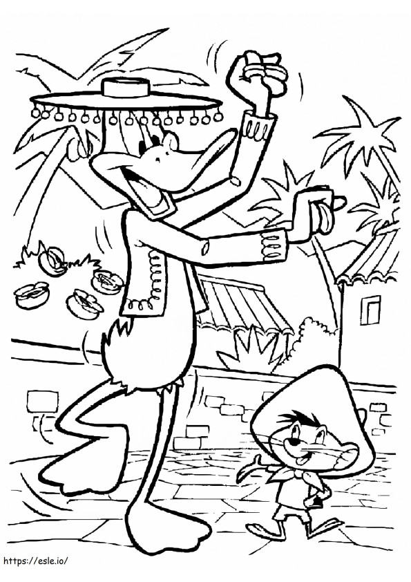 Speedy Gonzales And Daffy Duck coloring page