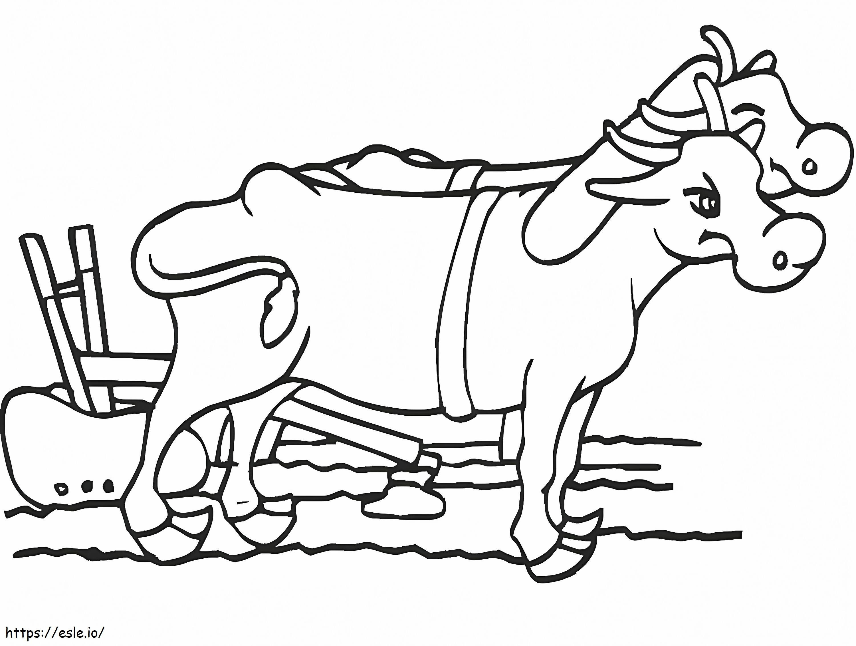 Coloriage Bœufs avec charrue à imprimer dessin