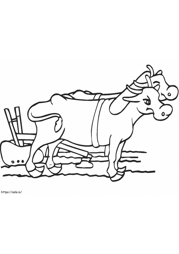 Oxen With Plow coloring page