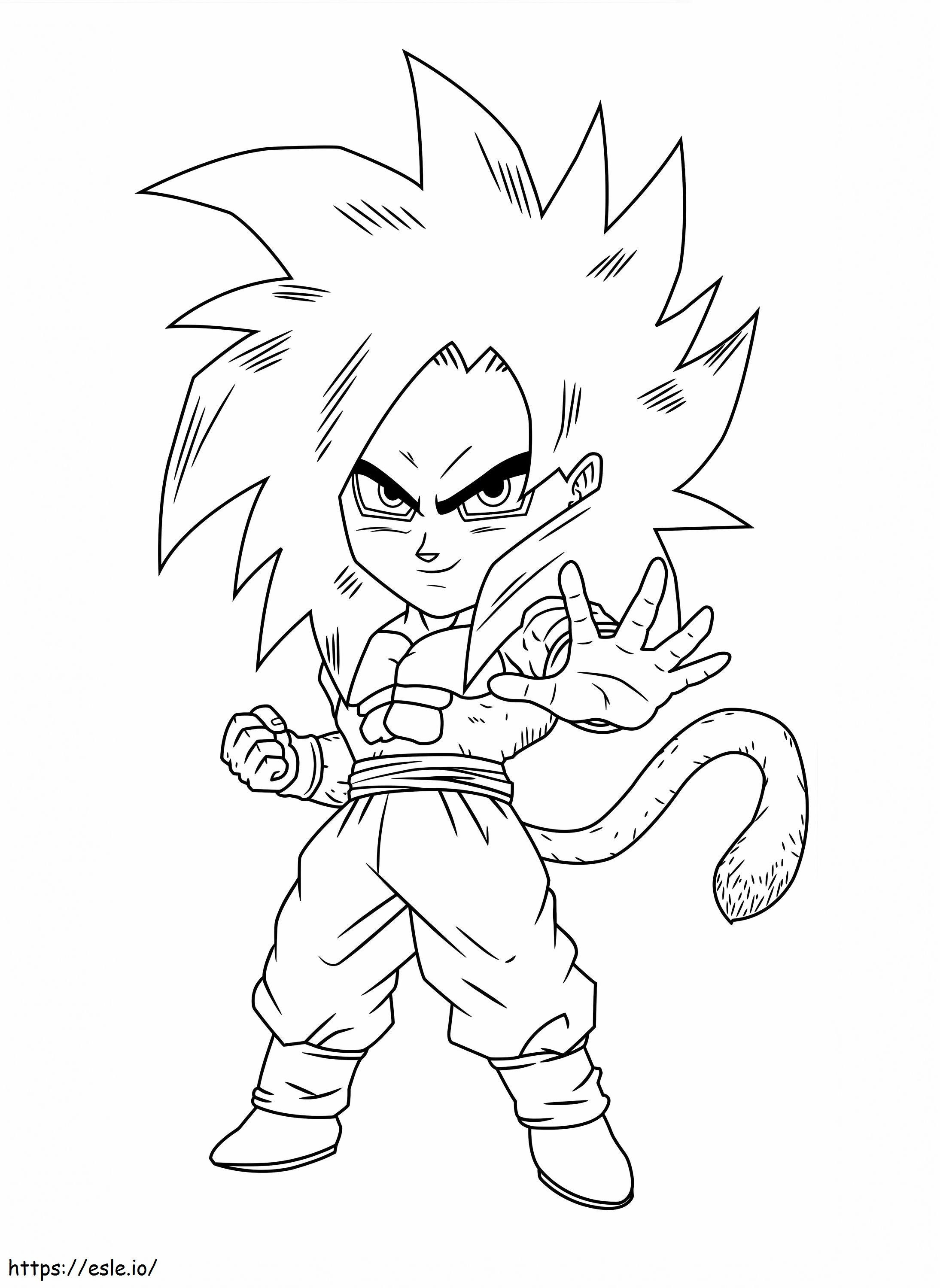 Chibi Goku Super Saiyan Xeno värityskuva