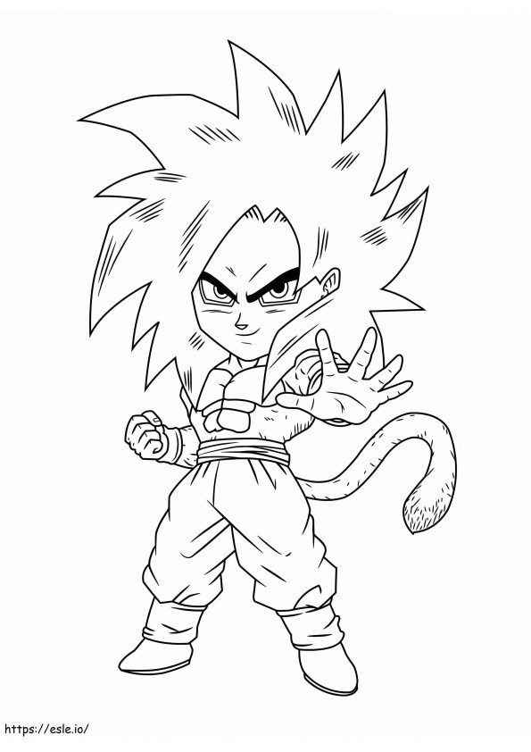 Chibi Goku Super Saiyajin Xeno para colorear