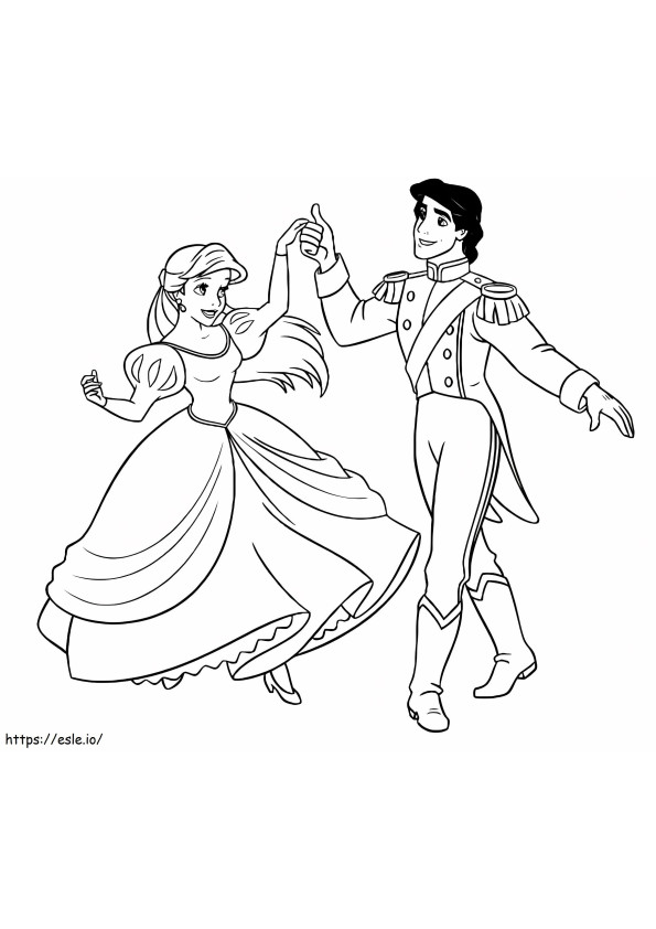 Ariel ja Eric tanssivat värityskuva
