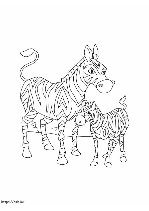 Zebră de bază Mamă și pui de zebră de colorat