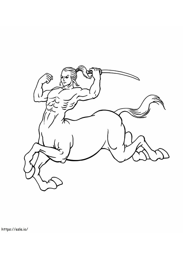 Coloriage Centaure avec épée à imprimer dessin