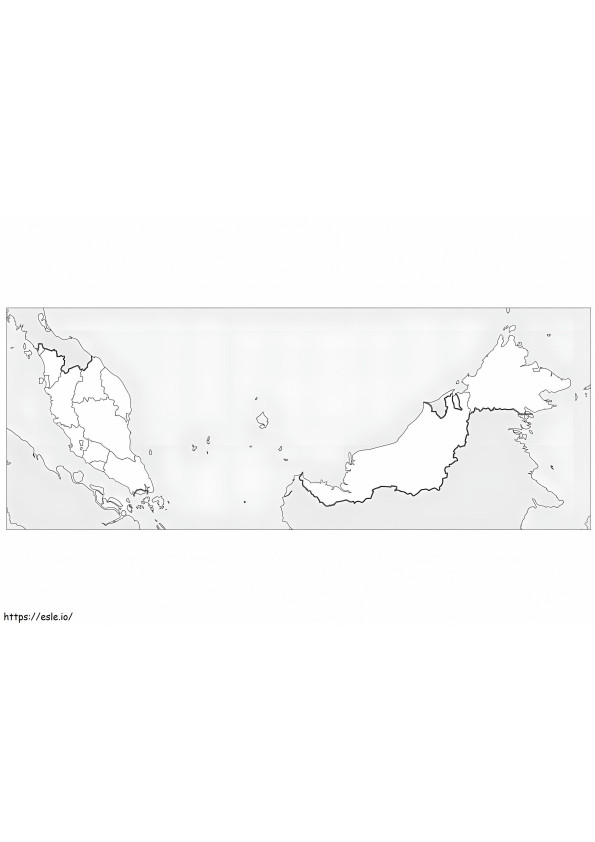 マレーシアの地図 ぬりえ - 塗り絵