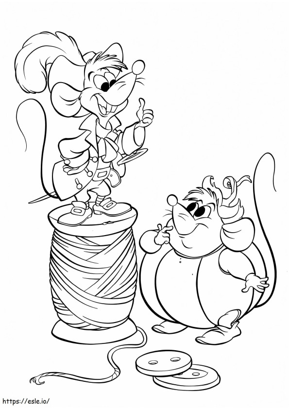 Gus And Jaq In Cinderella coloring page