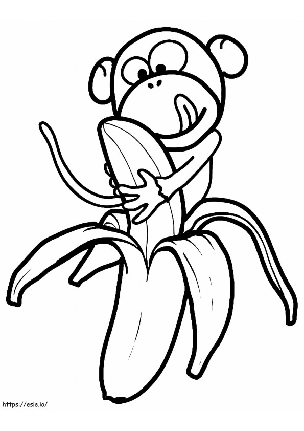 Mono fácil comiendo plátano para colorear