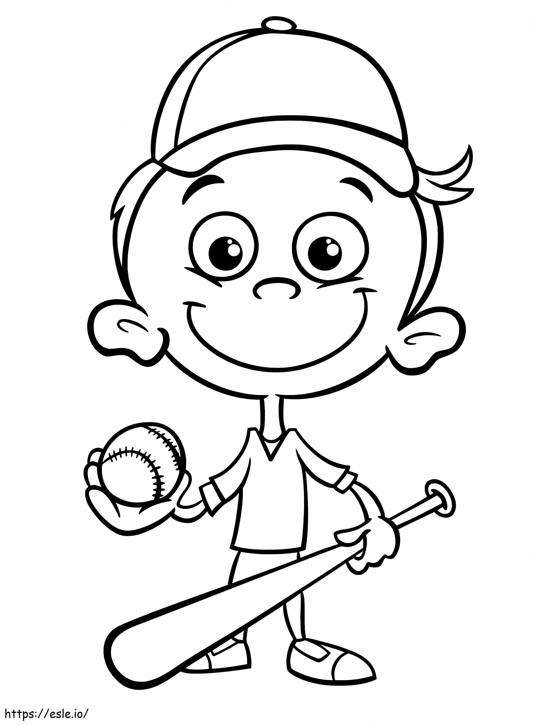 Coloriage Petit joueur de baseball à imprimer dessin