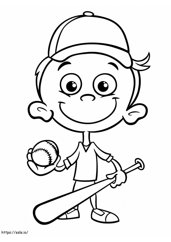 Coloriage Petit joueur de baseball à imprimer dessin