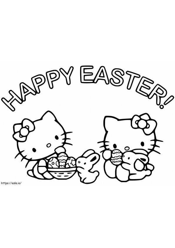 Happy Easter With Hello Kitty coloring page