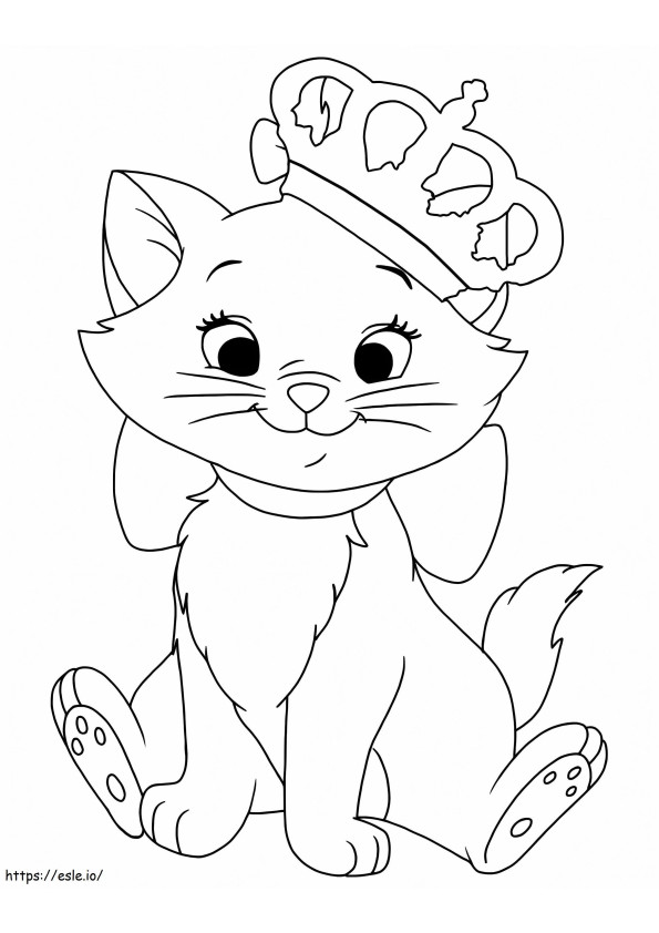 Marie gato con corona para colorear