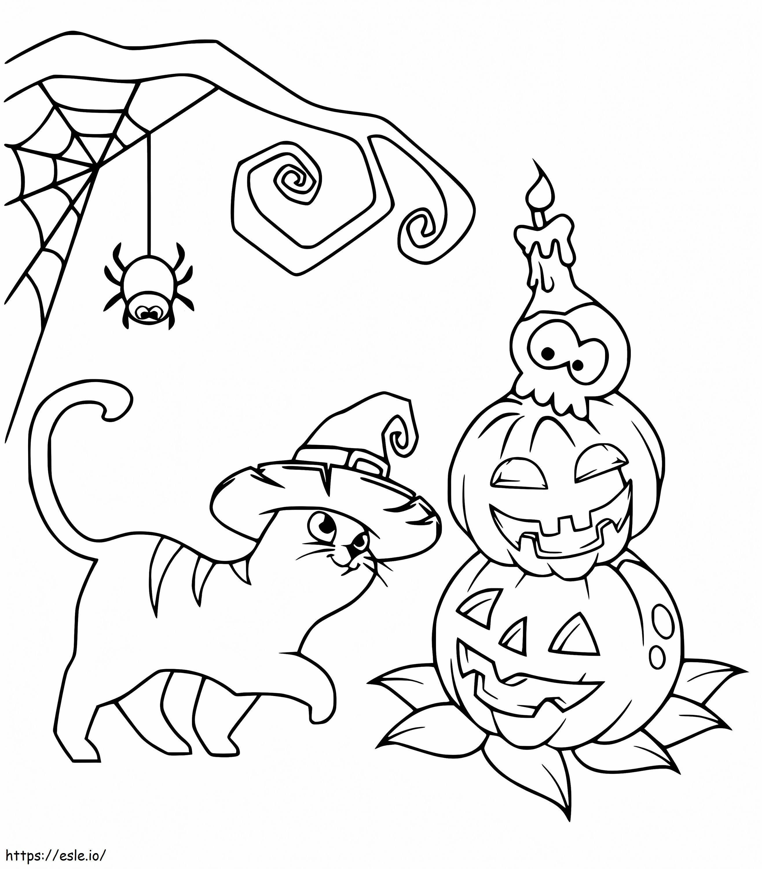 Gratis Halloween-kat kleurplaat kleurplaat