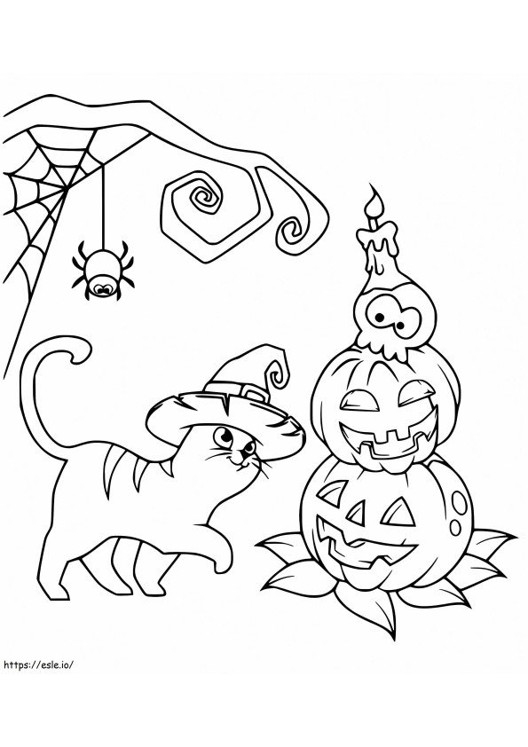Gratis Halloween-kat kleurplaat