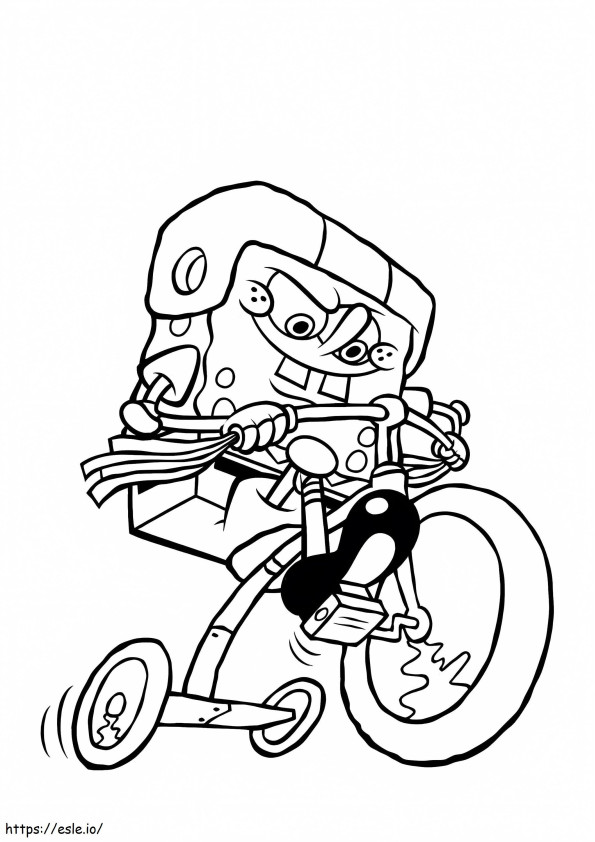 Bob Esponja no triciclo para colorir