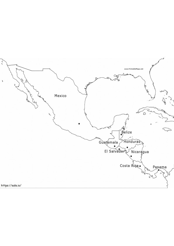 Harta Mexicului Imagine pentru copii de colorat de colorat