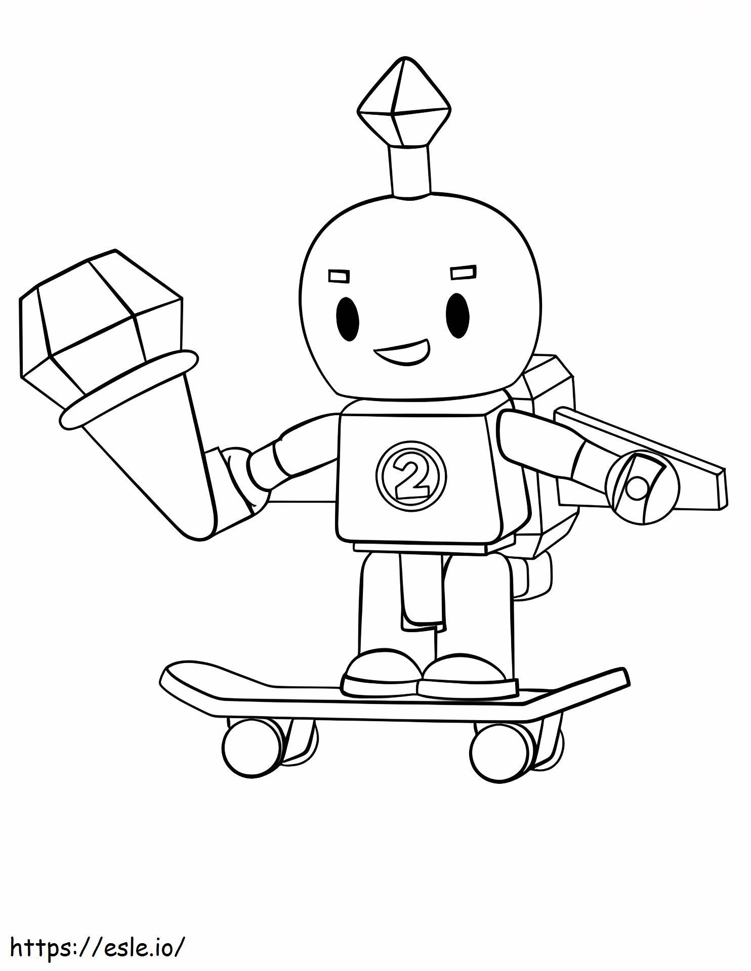 Coloriage Garçon robot jouant à la planche à roulettes à imprimer dessin