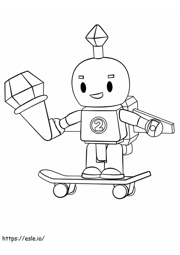 スケートボードをするロボット少年 ぬりえ - 塗り絵