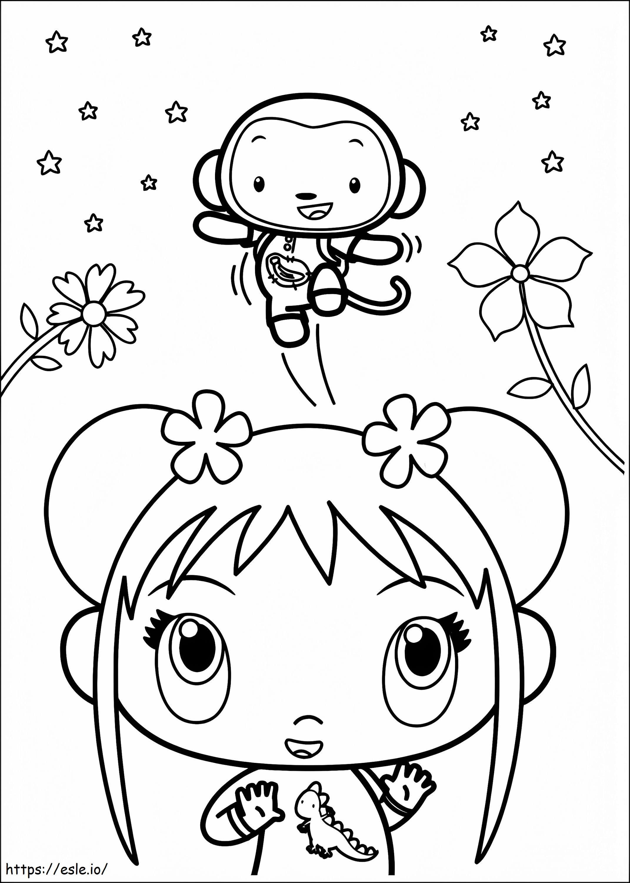 Cute Hoho and Kai Lan Coloring Page