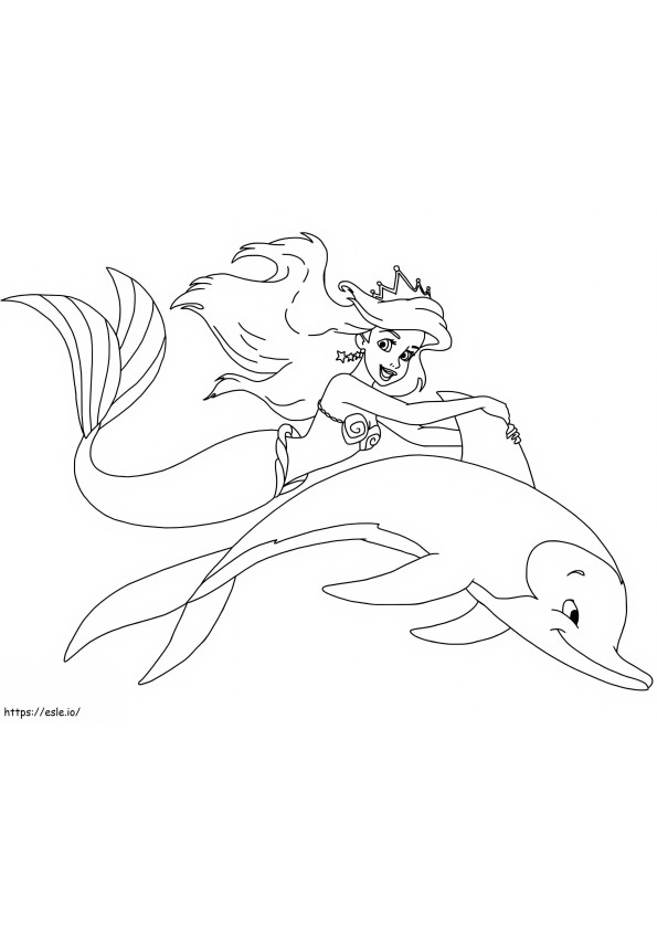 Mermaid Riding Dolphins coloring page