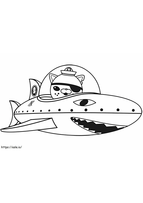 Coloriage Kwazii dans un sous-marin requin à imprimer dessin
