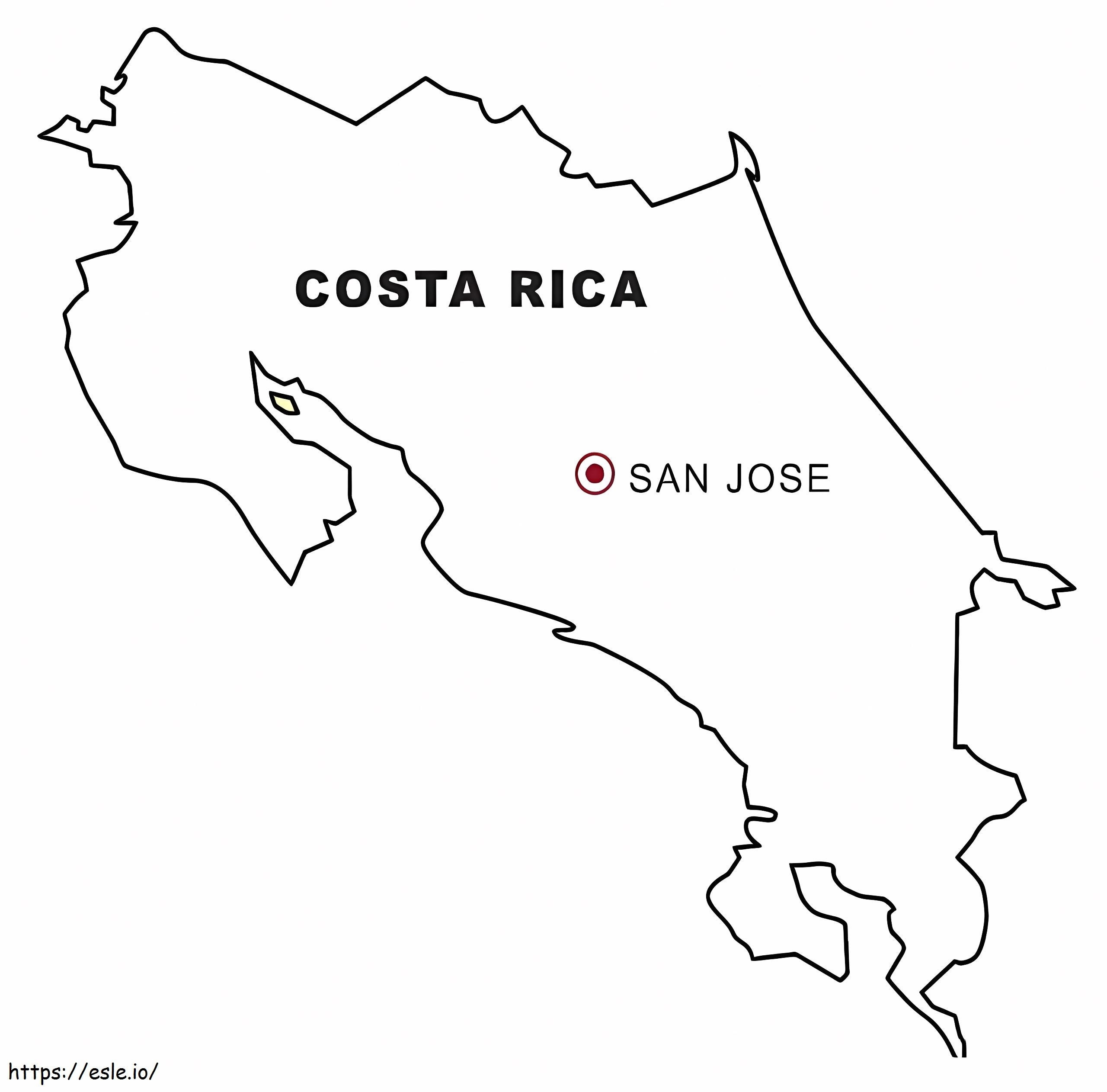 Mapa Kostaryki 1 kolorowanka