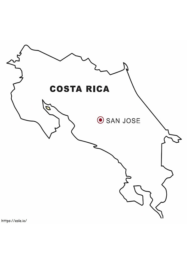 Mapa 1 da Costa Rica para colorir