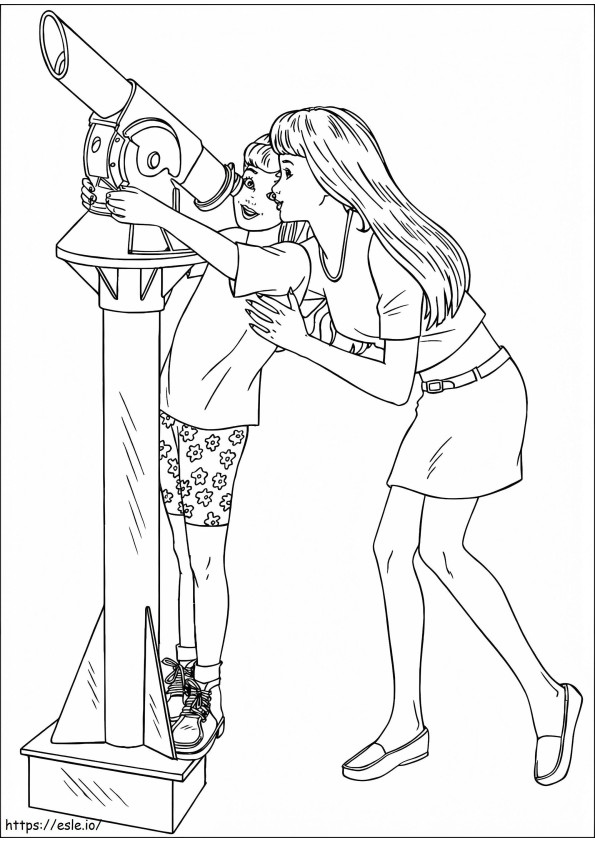 1533866217 Barbie N Stacie Looking At Stars A4 coloring page