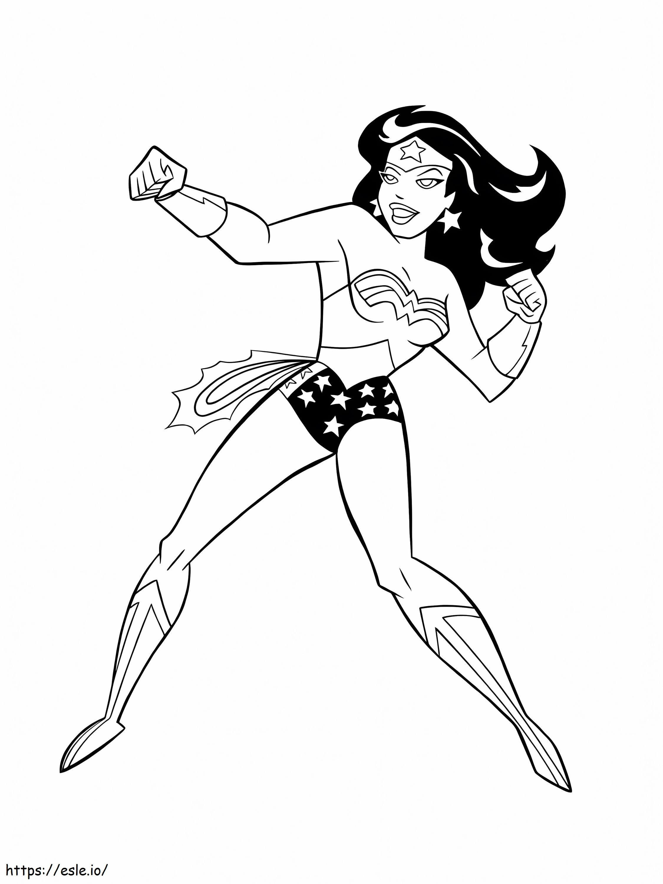 Wonder Woman Au Combat Gambar Mewarnai