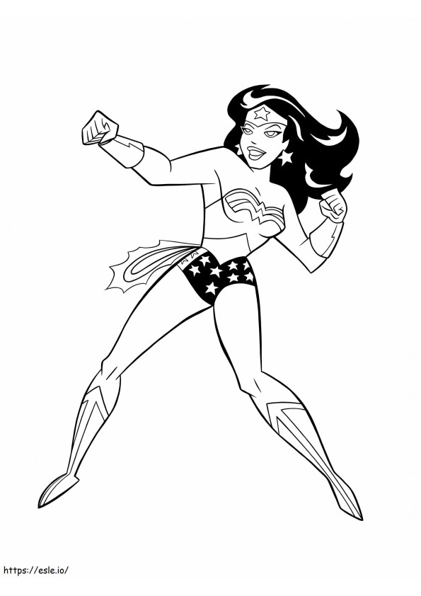 Coloriage Wonder Woman Au Combat à imprimer dessin