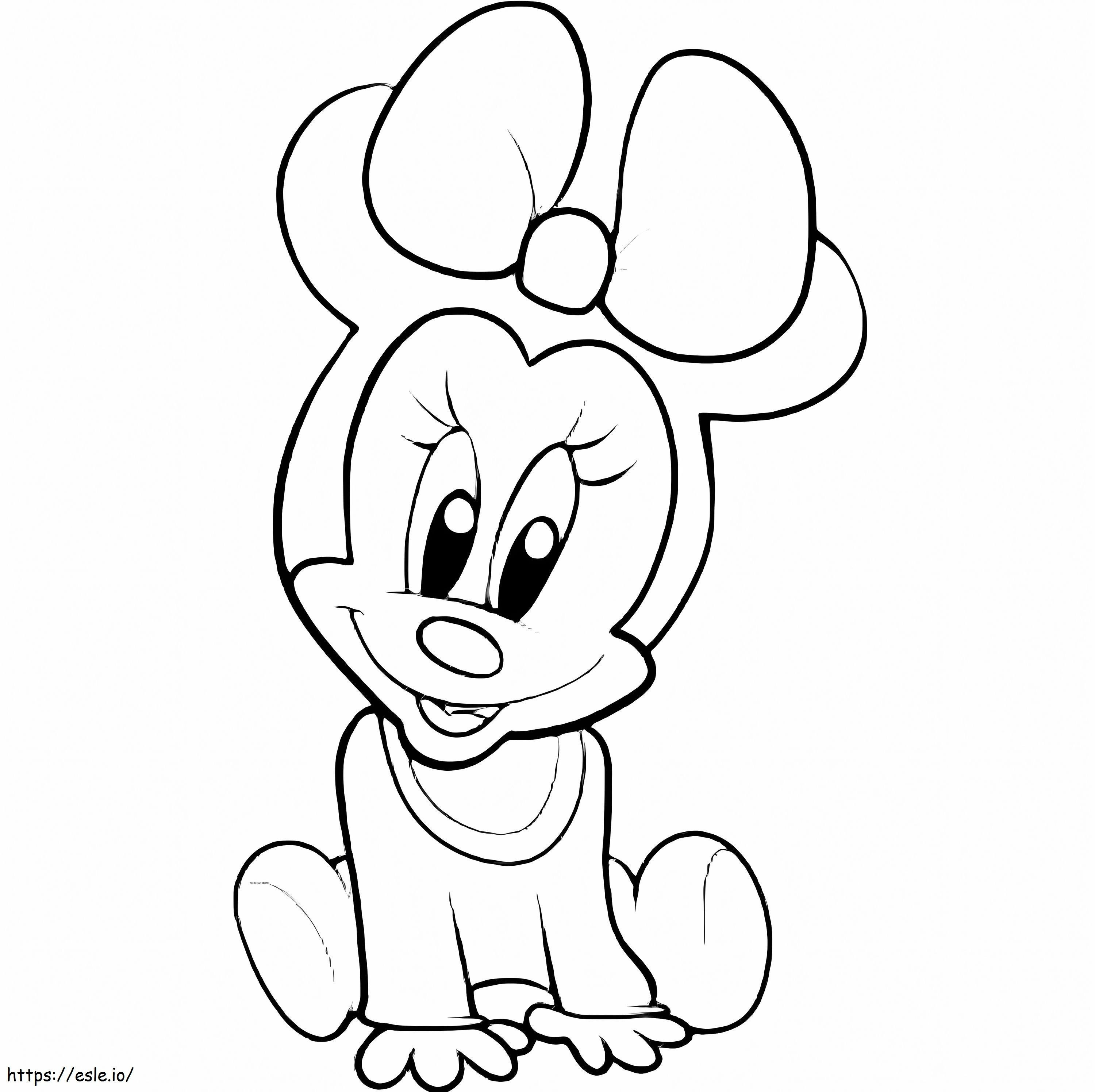 かわいい赤ちゃんミニーマウス ぬりえ - 塗り絵