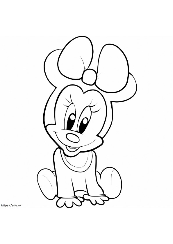 Schattige baby-Minnie Mouse kleurplaat