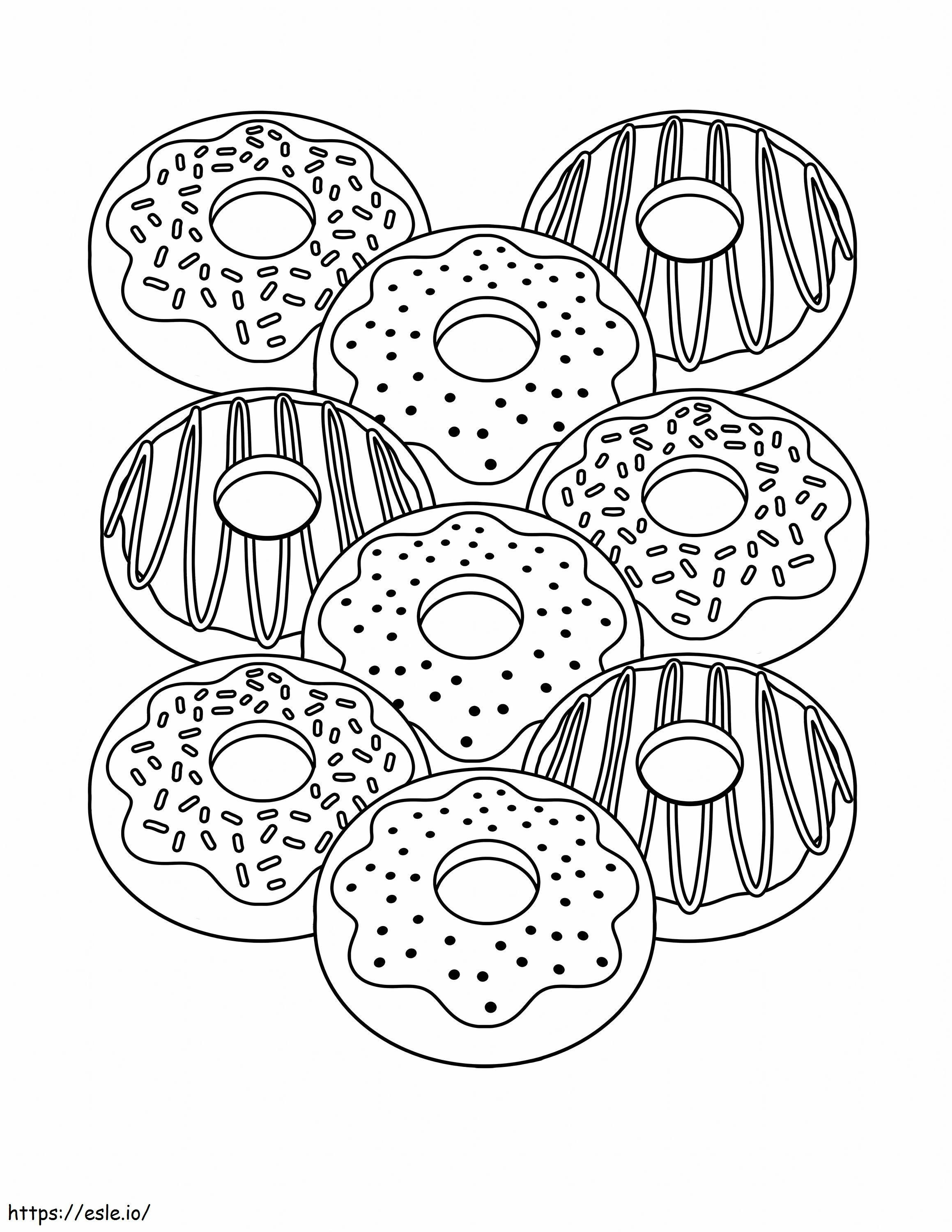 Neun schuppige Donuts ausmalbilder